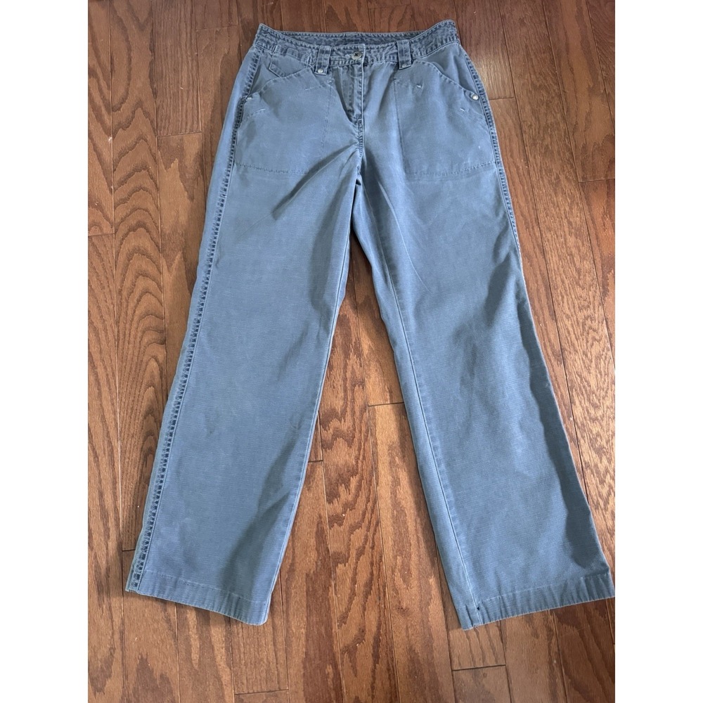 LL Bean Women's Cotton Straight Leg Pants Blue Sunwashed Casual Workwear Size 4